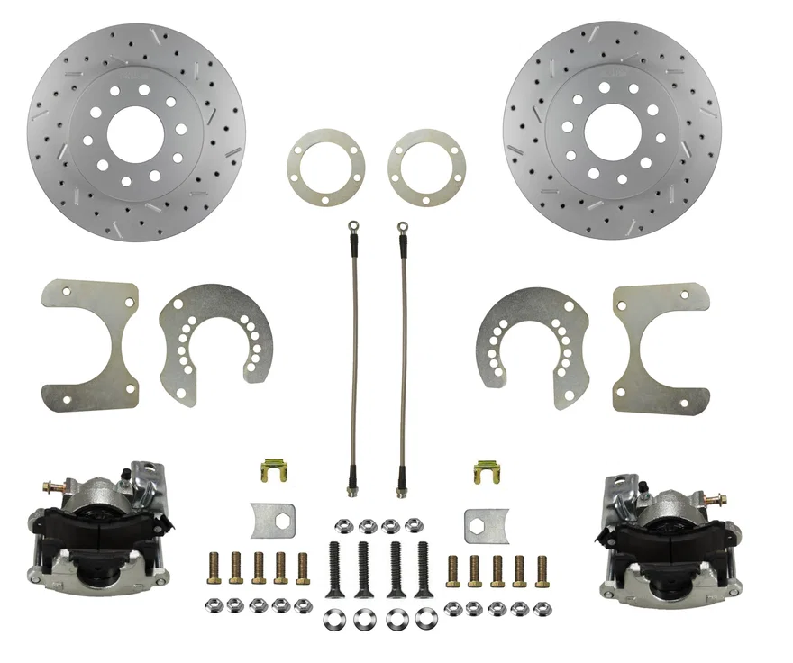 Rear Disc Brake Kit  with Drilled Rotors and Zinc Plated Calipers
