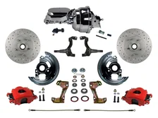 Power Front Kit with  Drilled Rotors and Red Powder Coated Calipers image 1