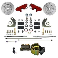 Power Front Kit with Drilled Rotors and Red Powder Coated Calipers image 1