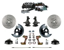 Front Power 2" Drop Spindle Kit with Drilled Rotors and Zinc Plated Calipers image 1