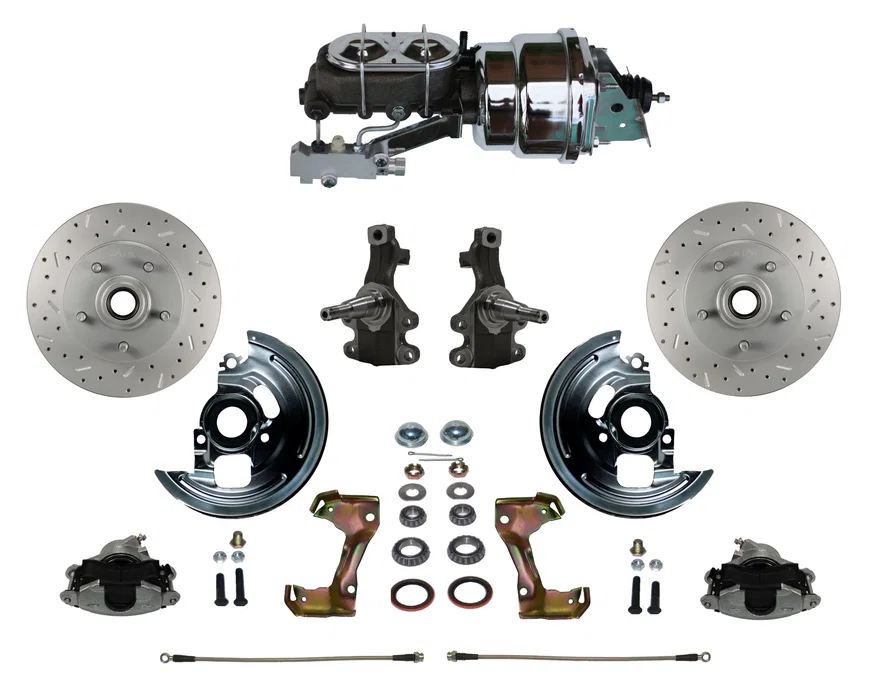 Front Power 2" Drop Spindle Kit with Drilled Rotors and Zinc Plated Calipers