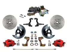 Power Front Kit with  Drilled Rotors and Red Powder Coated Calipers image 1