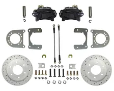 Rear Disc Brake Kit  with Drilled Rotors and Black Powder Coated Calipers image 1