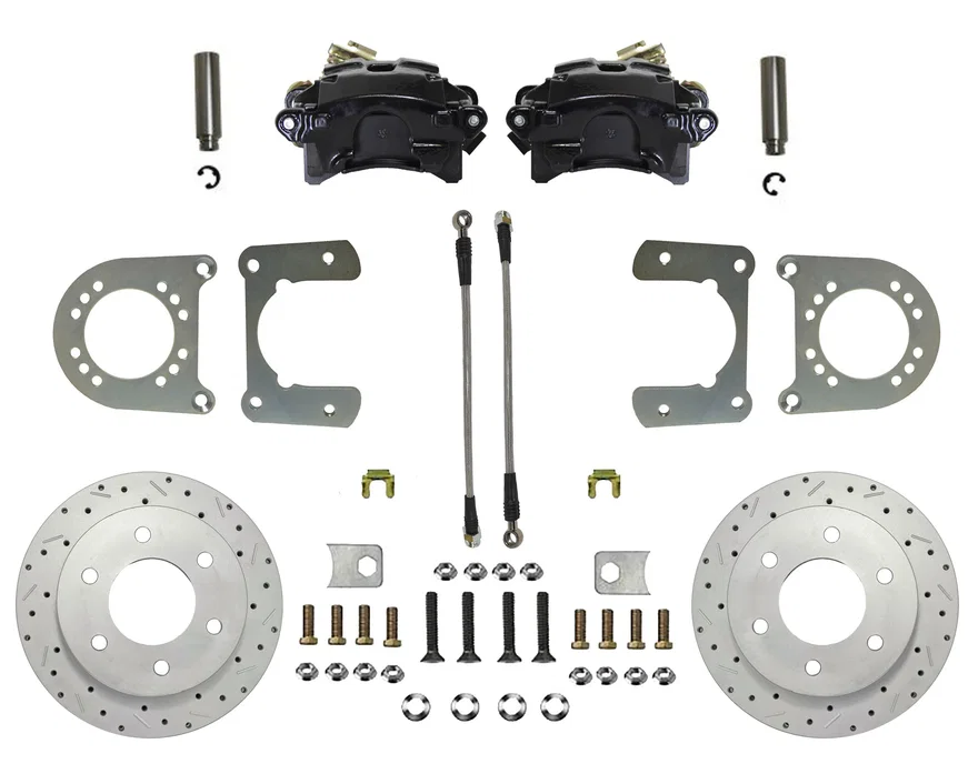 Rear Disc Brake Kit  with Drilled Rotors and Black Powder Coated Calipers