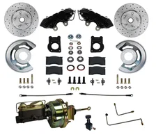 Power Front Kit with Drilled Rotors and Black Powder Coated Calipers for Ford Mustang image 1