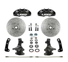 Front Spindle Kit with Drilled Rotors and Black Powder Coated Calipers image 1