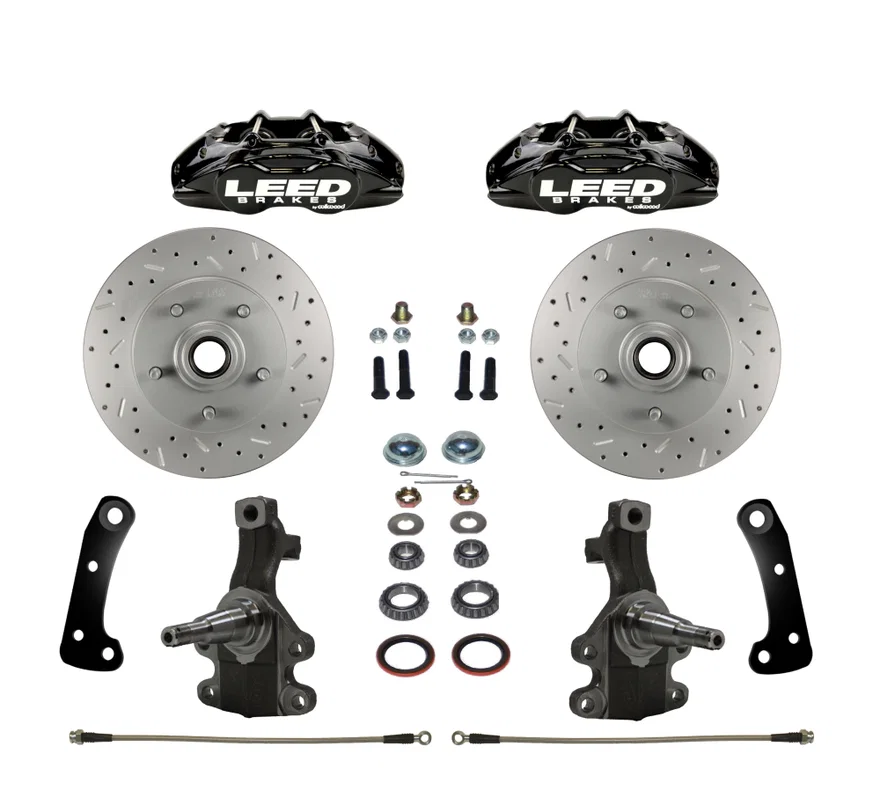 Front Spindle Kit with Drilled Rotors and Black Powder Coated Calipers