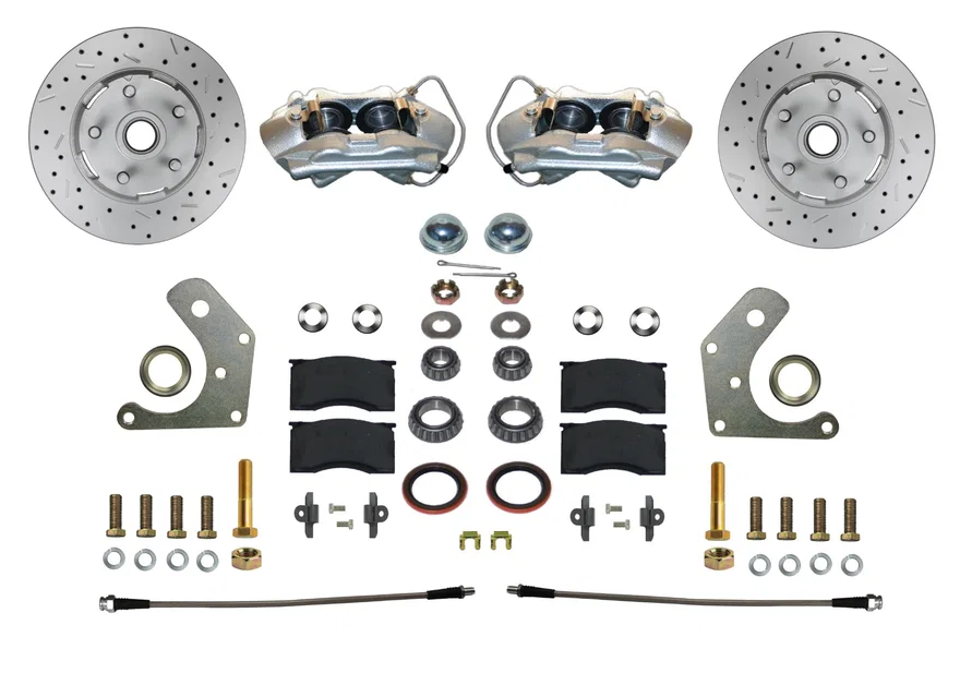 Front Spindle Kit with Drilled Rotors and Zinc Plated Calipers