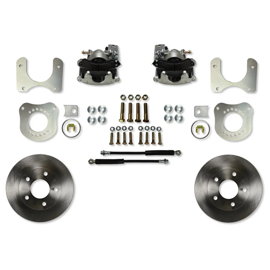 Rear Disc Brake Kit with Plain Rotors and Zinc Plated Calipers