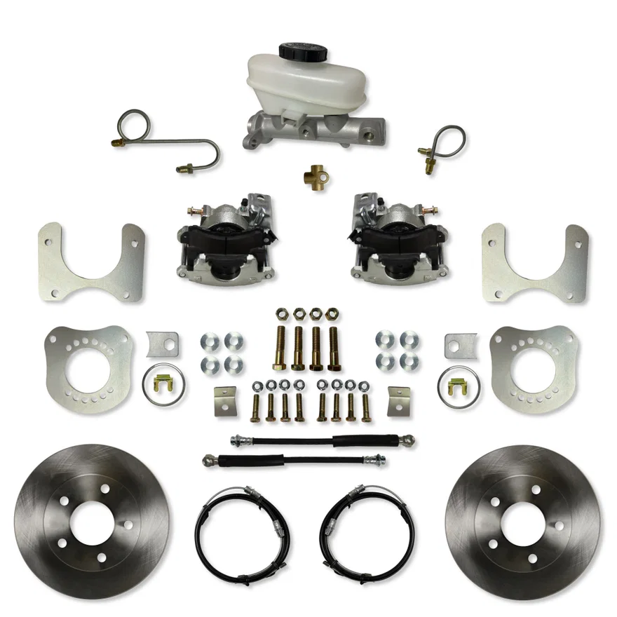 Rear Disc Brake Kit with Plain Rotors and Zinc Plated Calipers for Ford Mustang