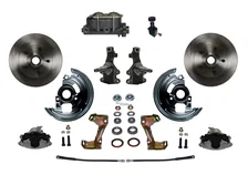 Front Manual 2" Drop Spindle Kit with Plain Rotors and Zinc Plated Calipers image 1