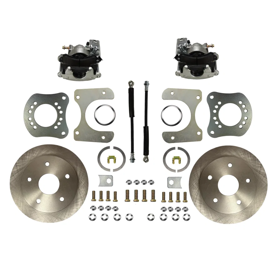Rear Disc Brake Kit with Plain Rotors and Zinc Plated Calipers for Ford