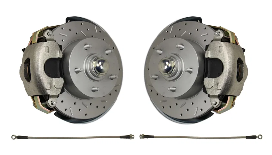 Front Spindle Kit with Drilled Rotors and Zinc Plated Calipers