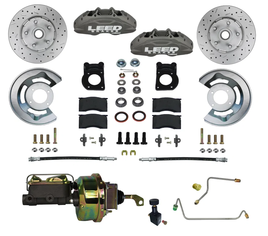 Power Front Kit with Drilled Rotors and Anodized Calipers for Ford Mustang