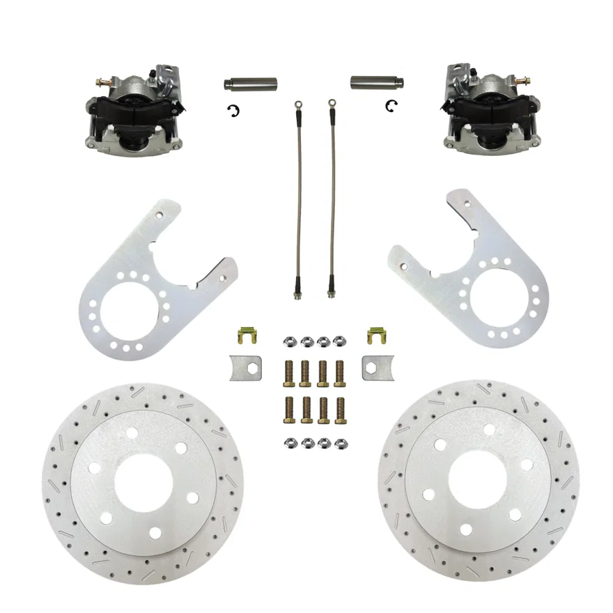 Rear Disc Brake Kit  with Drilled Rotors and Zinc Plated Calipers