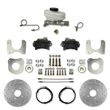 Rear Disc Brake Kit  with Drilled Rotors and Black Powder Coated Calipers for Ford Mustang image 1