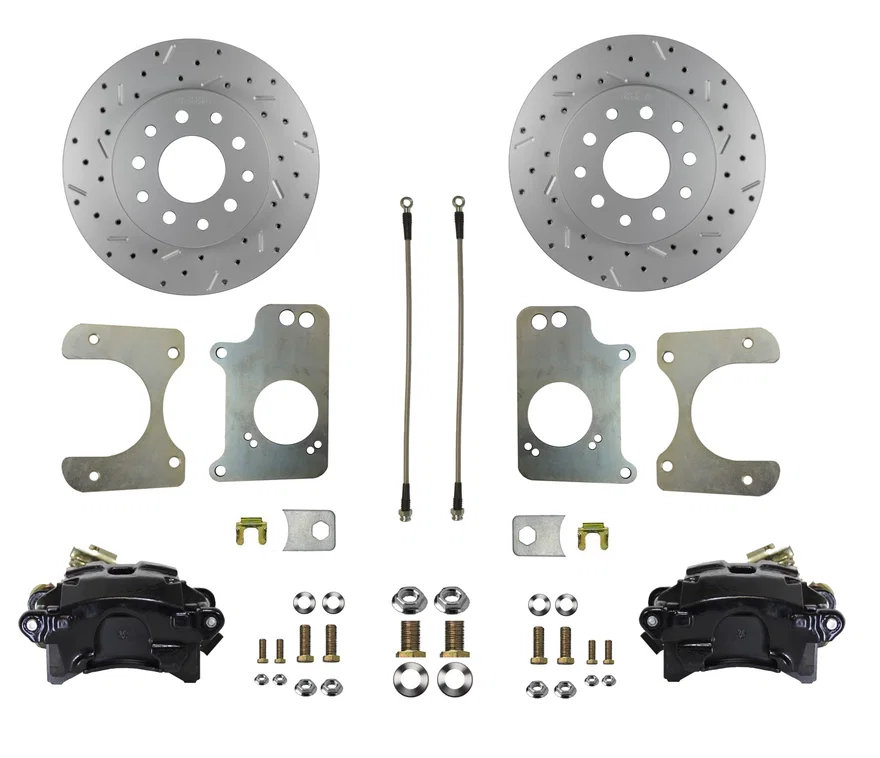 Rear Disc Brake Kit  with Drilled Rotors and Black Powder Coated Calipers