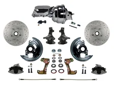 Front Power 2" Drop Spindle Kit with Drilled Rotors and Zinc Plated Calipers image 1
