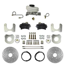 Rear Disc Brake Kit  with Drilled Rotors and Black Powder Coated Calipers for Ford Mustang image 1