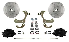 Front Spindle Kit with Drilled Rotors  and Black Powder Coated Calipers for Chevrolet image 1