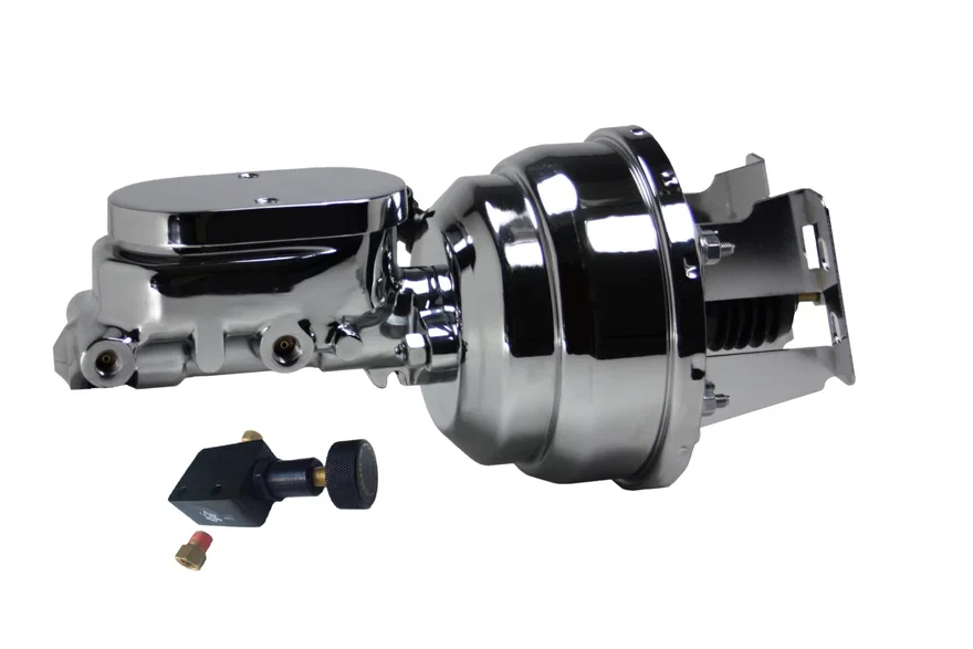 8 inch dual power booster, 1-1/8 inch bore master adjustable valve (Chrome) for Chevrolet