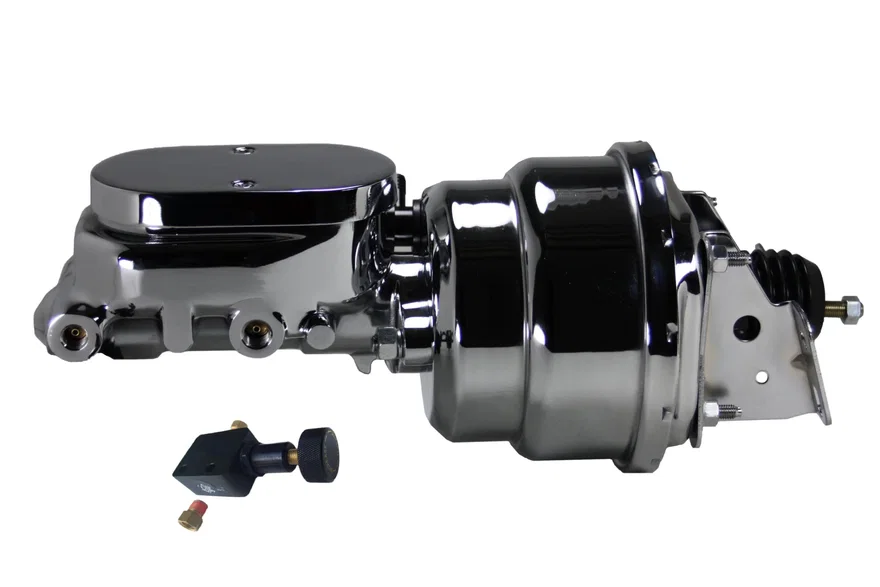 7 inch dual power booster, 1-1/8 inch bore master adjustable valve (Chrome)