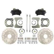 Rear Disc Brake Kit  with Drilled Rotors and Black Powder Coated Calipers for Ford image 1