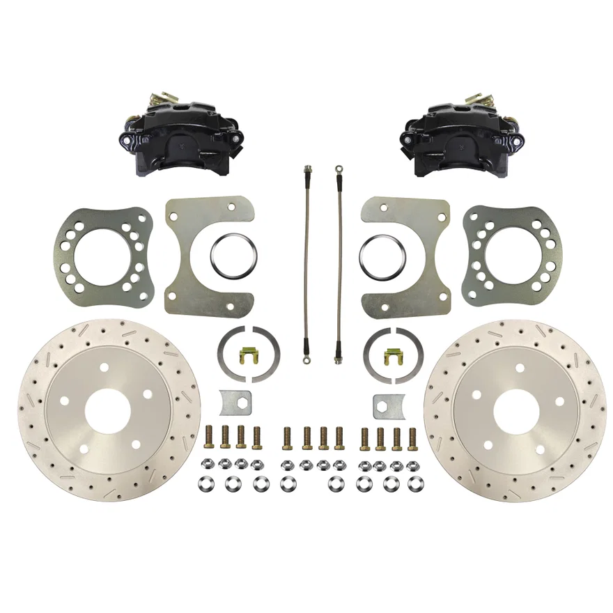 Rear Disc Brake Kit  with Drilled Rotors and Black Powder Coated Calipers for Ford