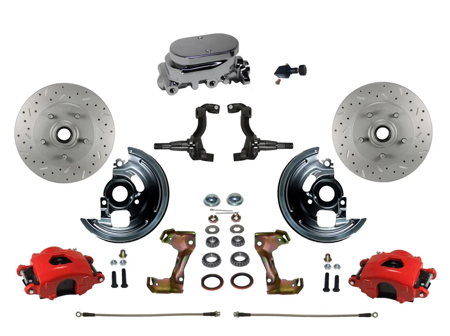 Manual Front Kit with Drilled Rotors and Red Powder Coated Calipers