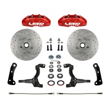 Spindle Kit with Drilled Rotors and Red Powder Coated Calipers image 1