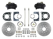 Rear Disc Brake Kit  with Drilled Rotors and Black Powder Coated Calipers image 1