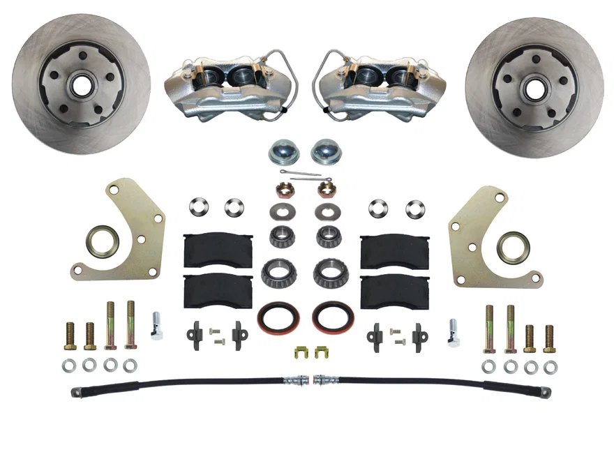Front Spindle Kit with Plain Rotors and Zinc Plated Calipers