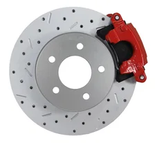 Rear Disc Brake Kit  with Drilled Rotors and Red Powder Coated Calipers for Ford Mustang image 7