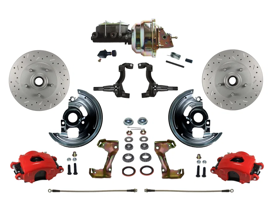 Power Front Kit with  Drilled Rotors and Red Powder Coated Calipers