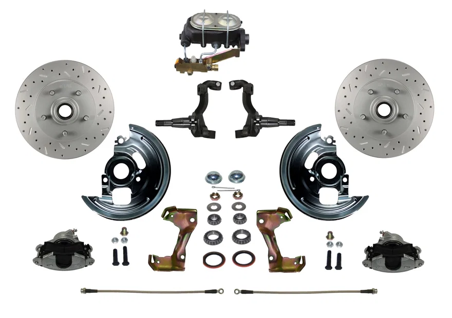 Manual Front Kit with Drilled Rotors and Zinc Plated Calipers for Chevrolet Chevy II