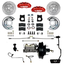 Power Front Kit with Drilled Rotors and Red Powder Coated Calipers image 1