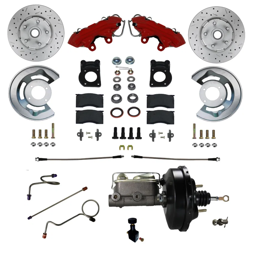 Power Front Kit with Drilled Rotors and Red Powder Coated Calipers