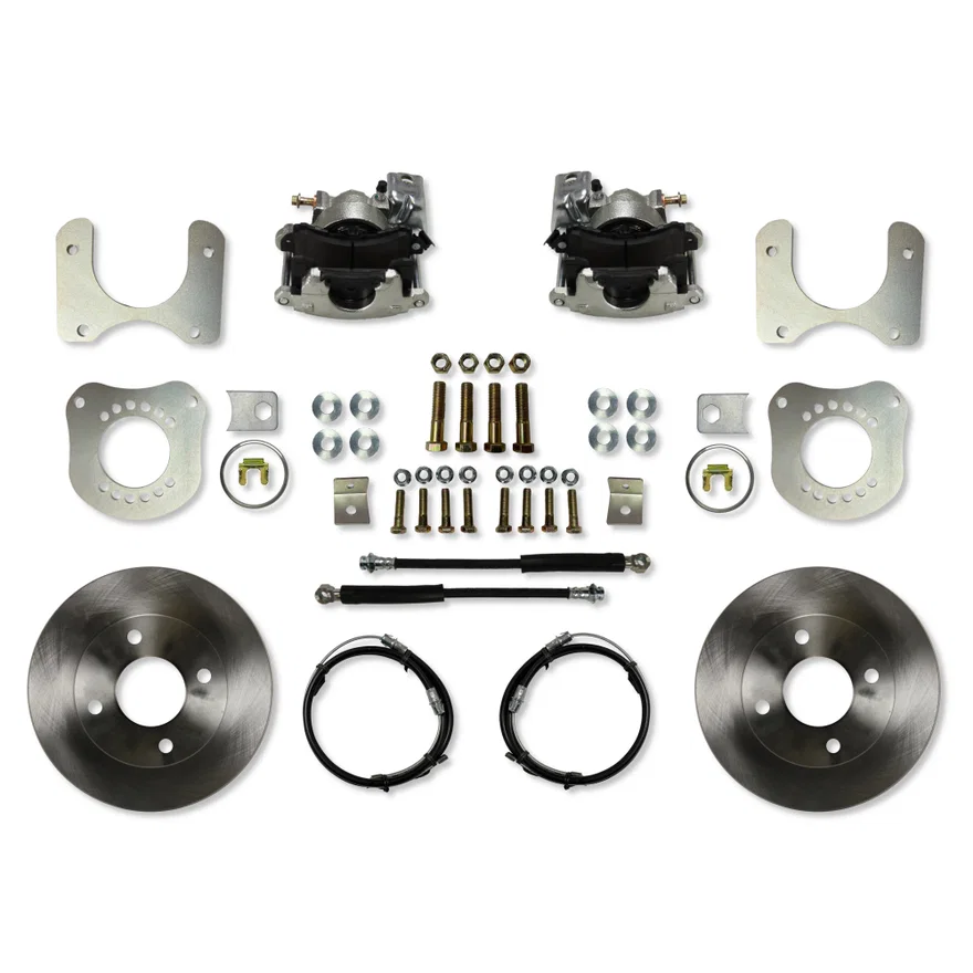 Rear Disc Brake Kit with Plain Rotors and Zinc Plated Calipers