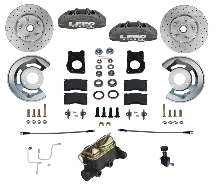 Manual Front Kit with Drilled Rotors and Anodized Calipers for Ford Mustang