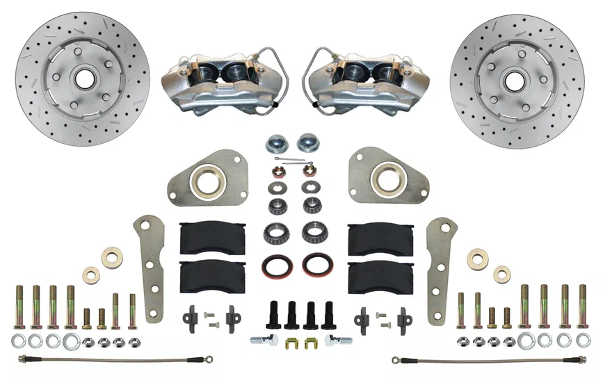 Front Spindle Kit with Drilled Rotors and Zinc Plated Calipers