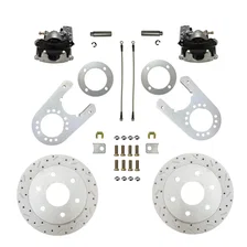 Rear Disc Brake Kit  with Drilled Rotors and Zinc Plated Calipers image 1