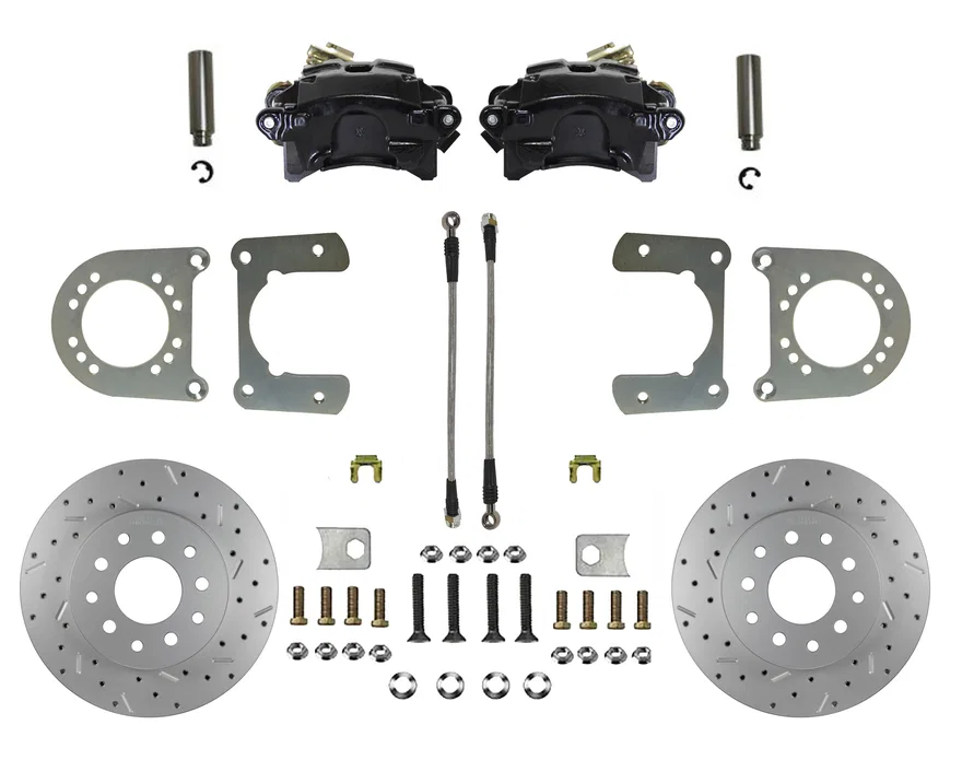 Rear Disc Brake Kit  with Drilled Rotors and Black Powder Coated Calipers