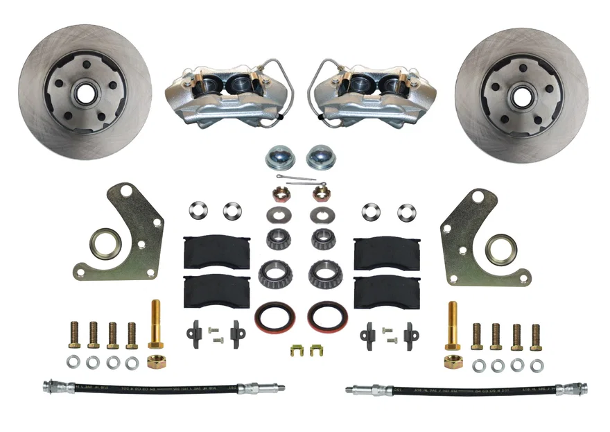 Front Spindle Kit with Plain Rotors and Zinc Plated Calipers