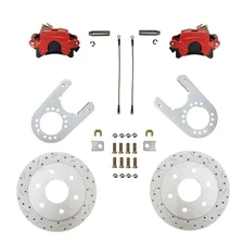 Rear Disc Brake Kit  with Drilled Rotors and Red Powder Coated Calipers image 1