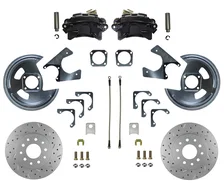 Rear Disc Brake Kit  with Drilled Rotors and Black Powder Coated Calipers image 1