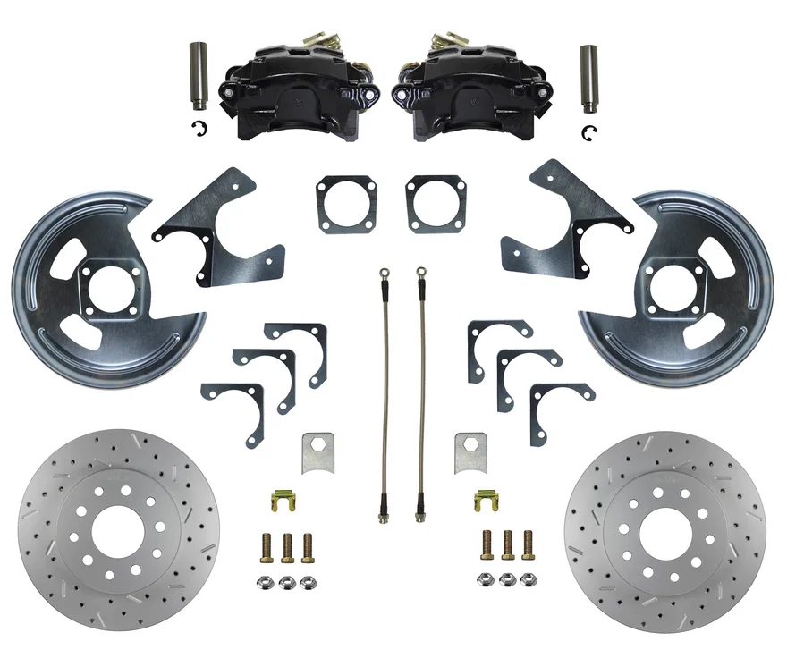 Rear Disc Brake Kit  with Drilled Rotors and Black Powder Coated Calipers