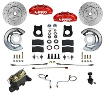 Manual Front Kit with Drilled Rotors and Red Powder Coated Calipers image 1