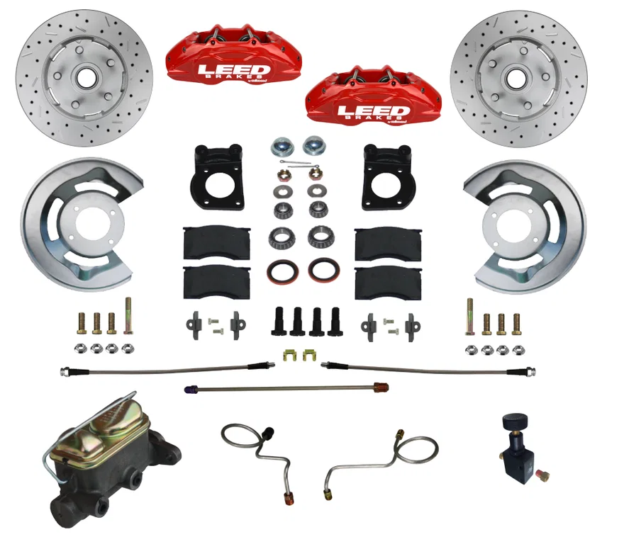 Manual Front Kit with Drilled Rotors and Red Powder Coated Calipers