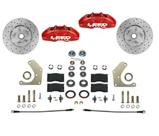 Front Spindle Kit with Drilled Rotors and Red Powder Coated Calipers image 1