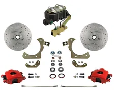Manual Front Kit with Drilled Rotors and Red Powder Coated Calipers for Chevrolet image 1